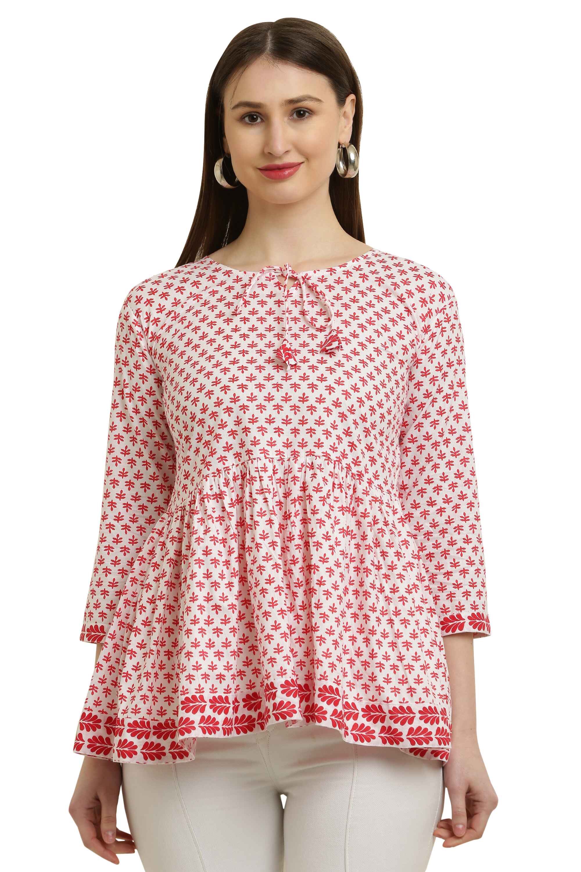 Tunic Leafy Print Red