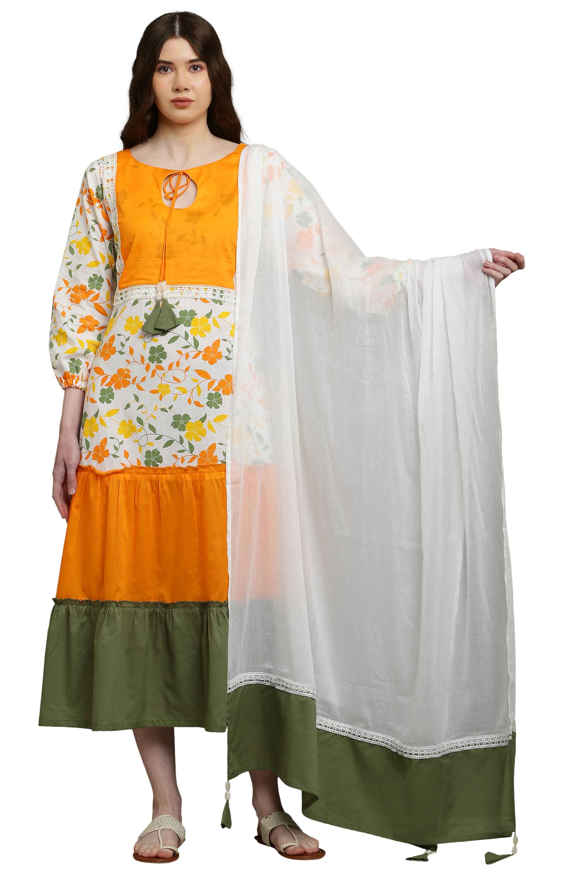 Kurti Set Long Frock Flower Printed