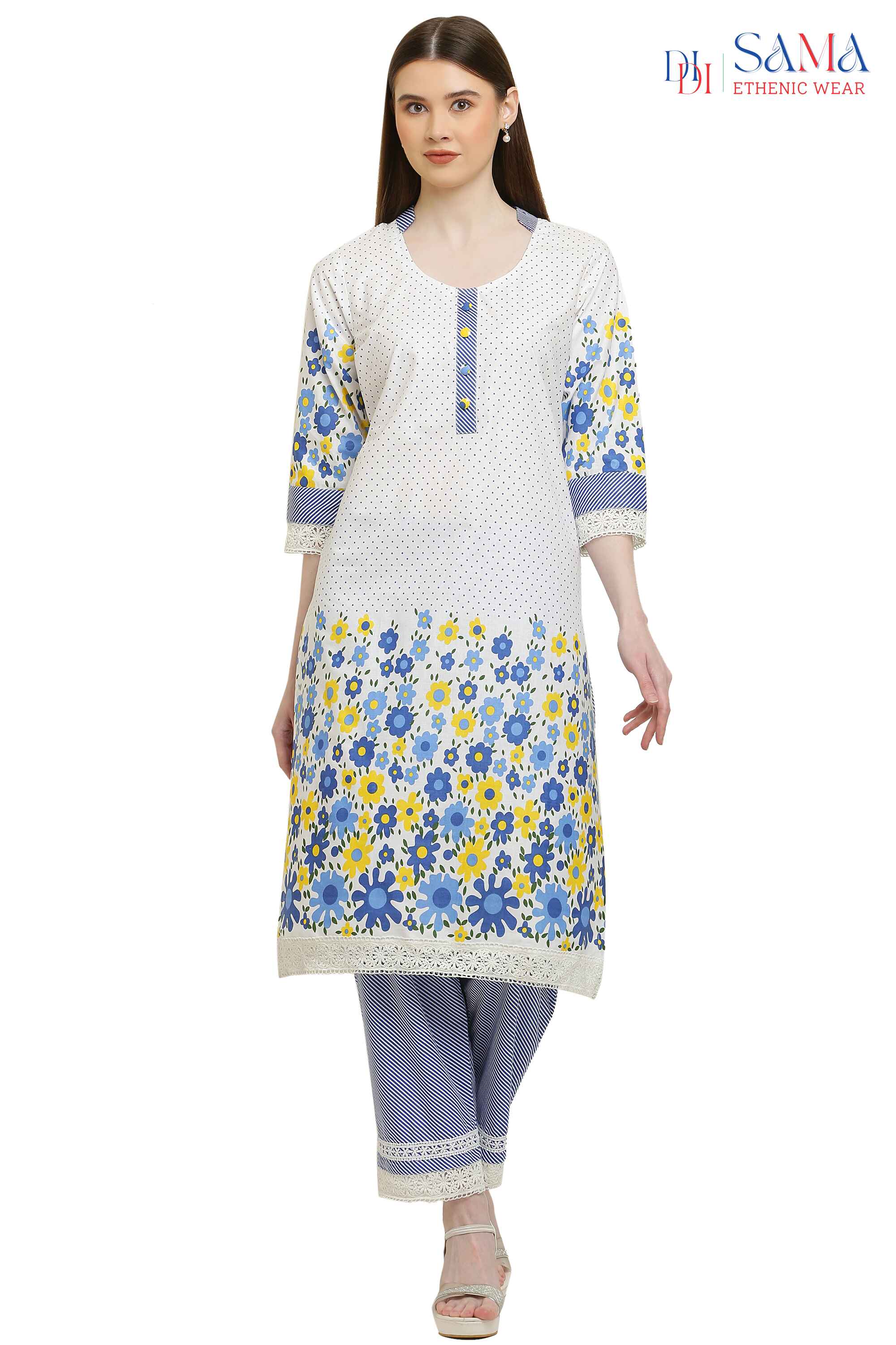 Kurti Set Flower Print Lace