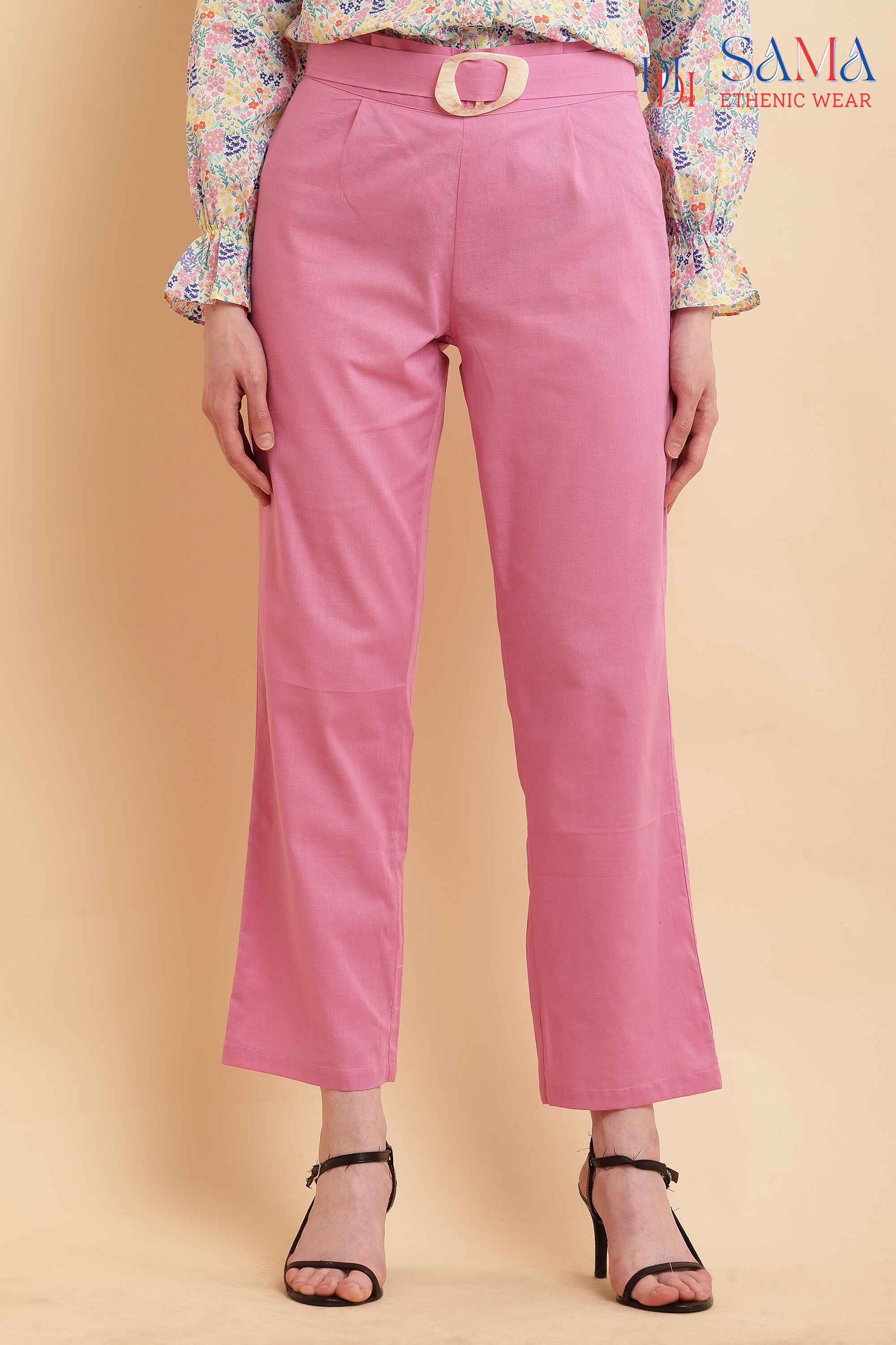 Belted Pink Designer Pant