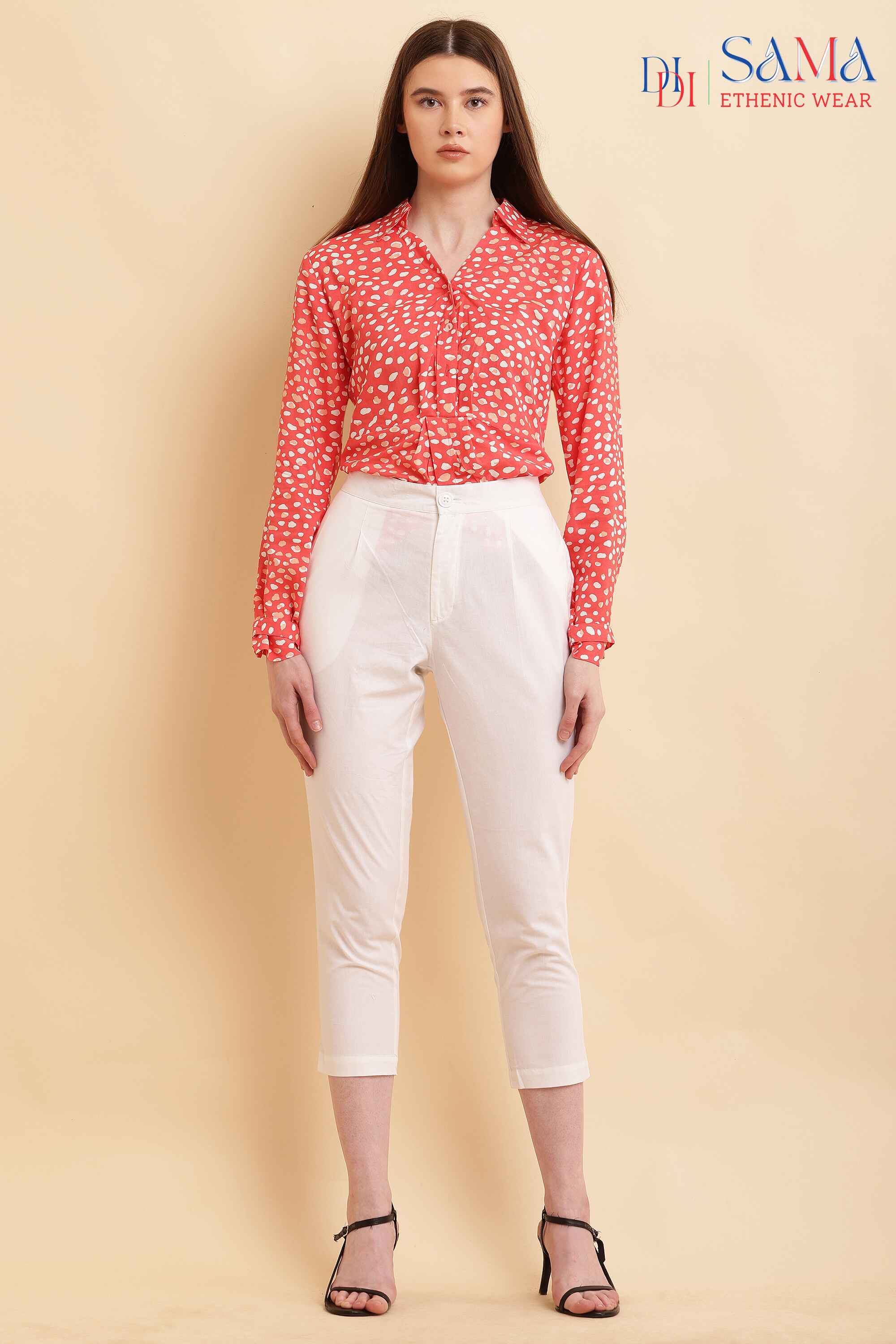 Designer Marble Dotted Printed Shirt with White Pant Set 