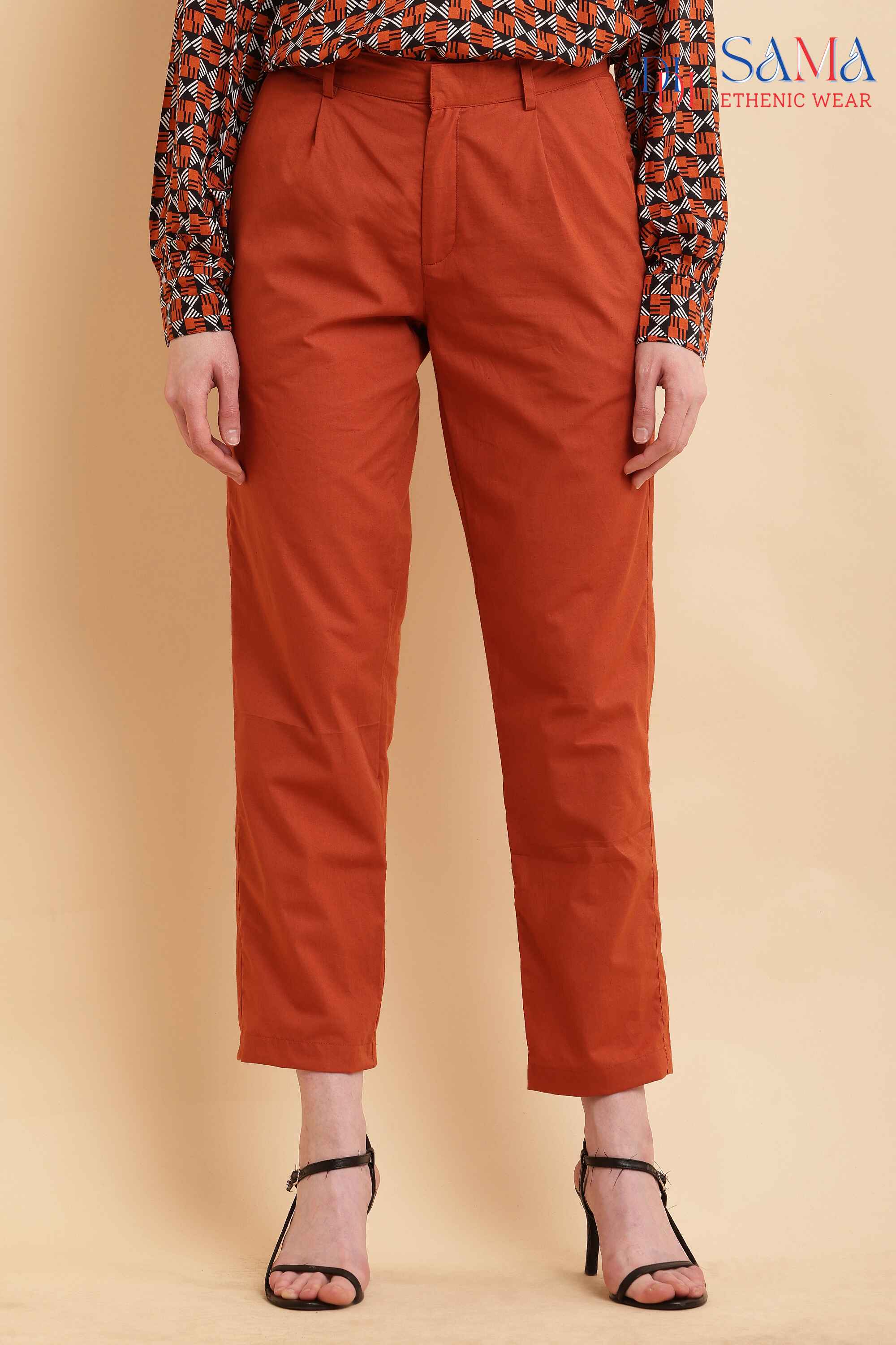 Designer Cotton Orange Pant 