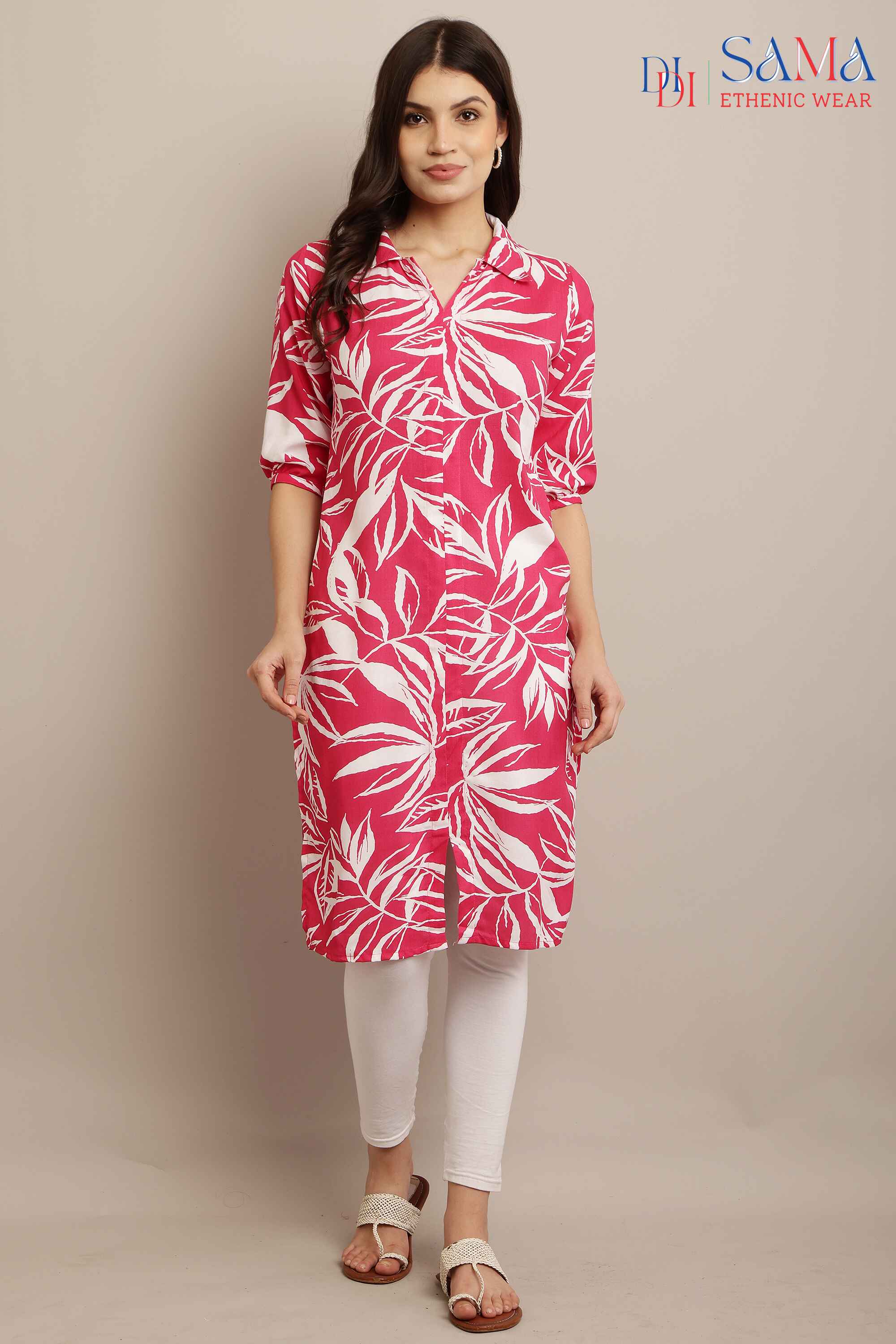 Leafy Printed Midi Kurti 