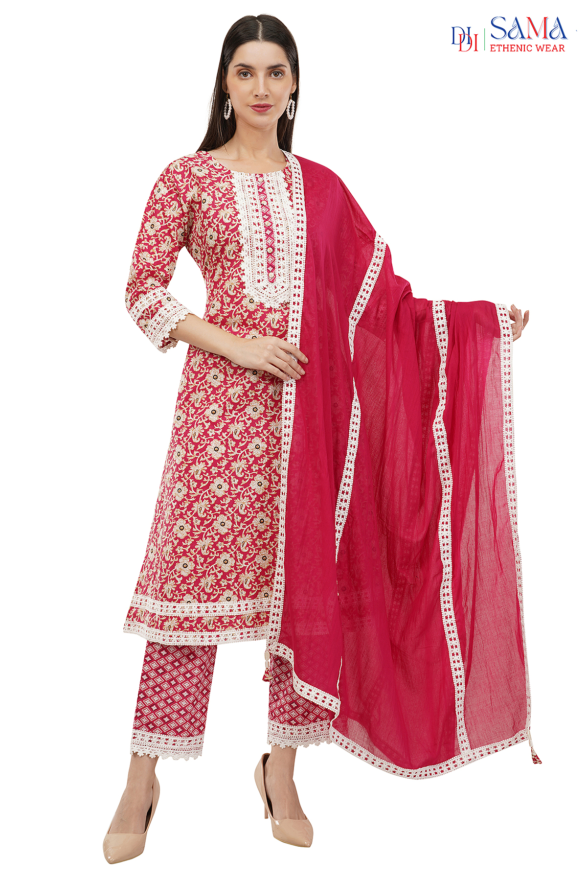 Kurti Set Flower Print Pink