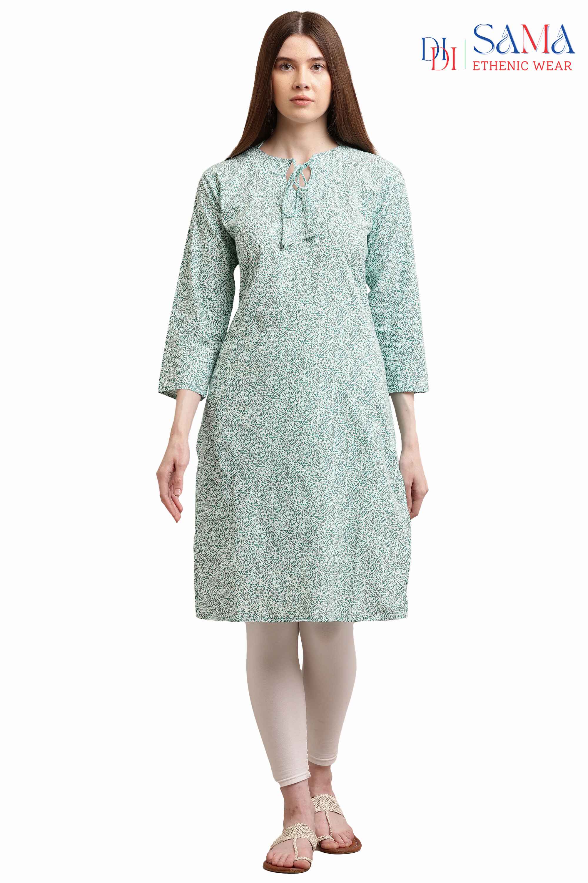 Printed Cotton Kurti Green