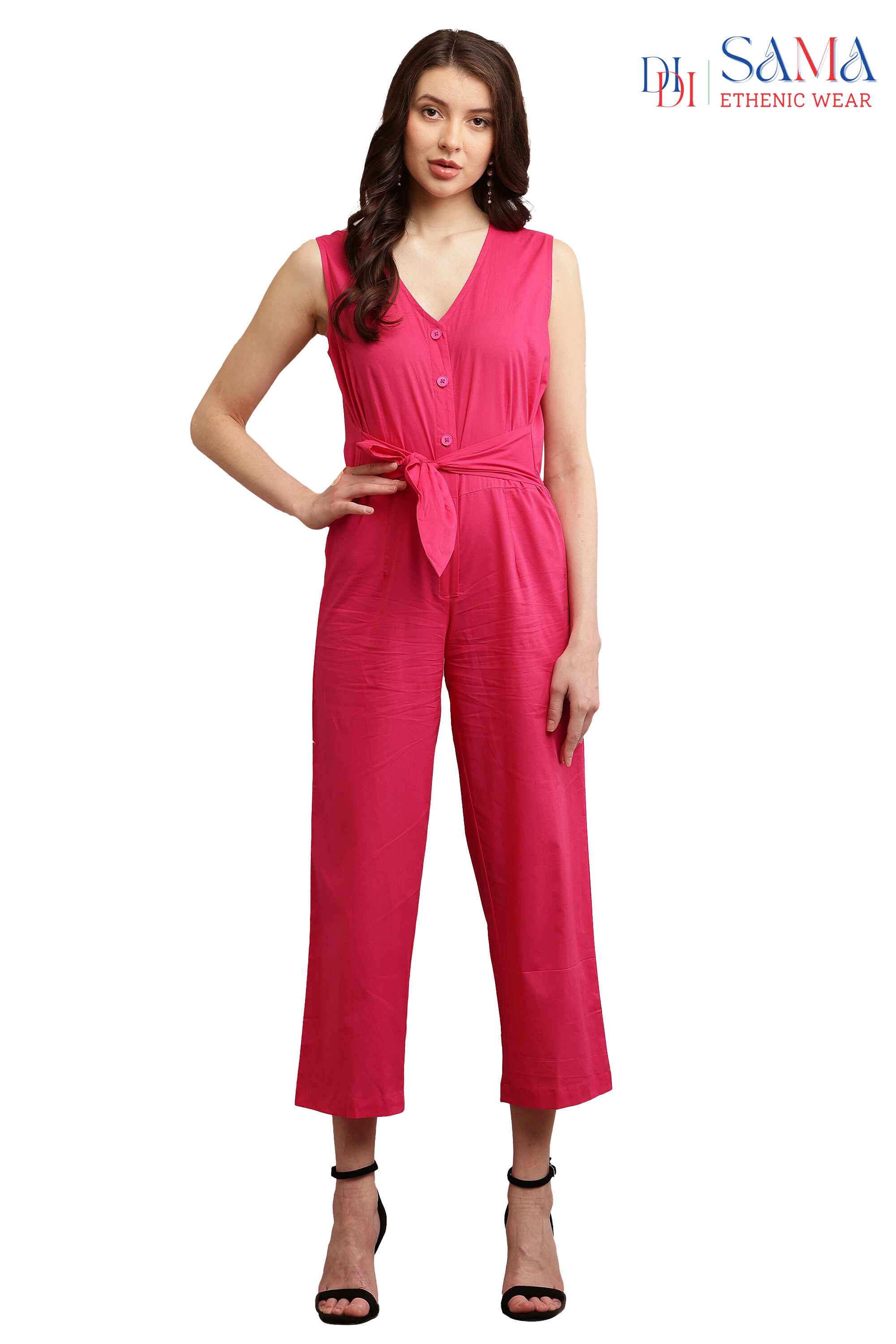 Sleeveless Belted Jumpsuit 